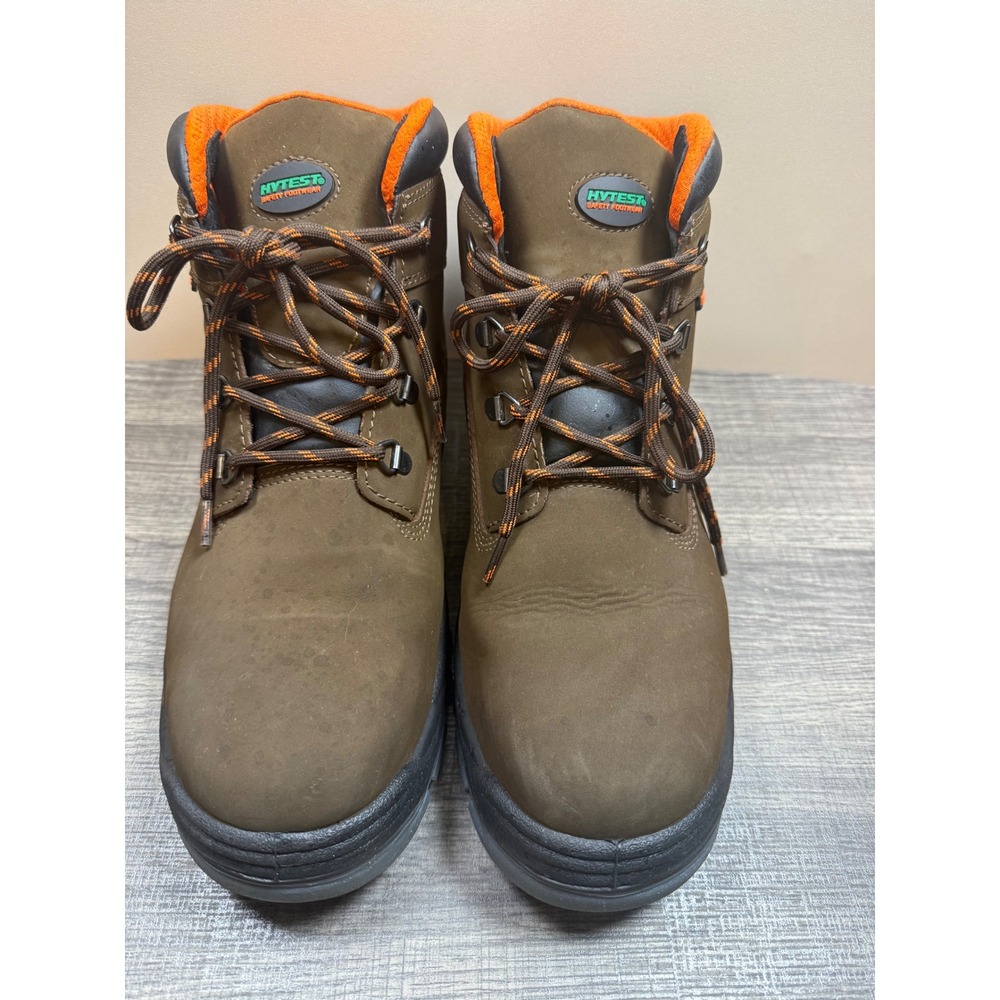 Hytest Mens Waterproof Safety Work Boots Brown Leather Oil Resistant Size 12W